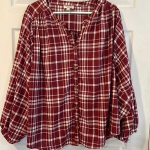 Andree 1X Red-White Button Down Shirt